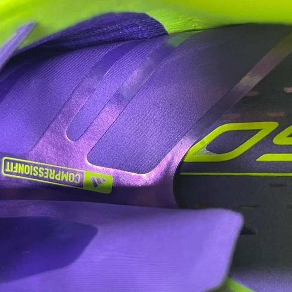 Adidas F50 Football Soccer Cleat Purple Neon Green Sprintweb Compression Fit 9.5